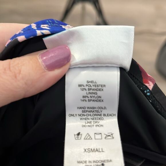 ModCloth Black and White Striped and Floral Print One Piece Bathing Suit Size XS - Picture 8 of 9